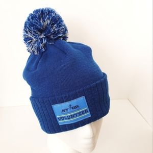 New Balance Blue Knit Pom Pom Hat